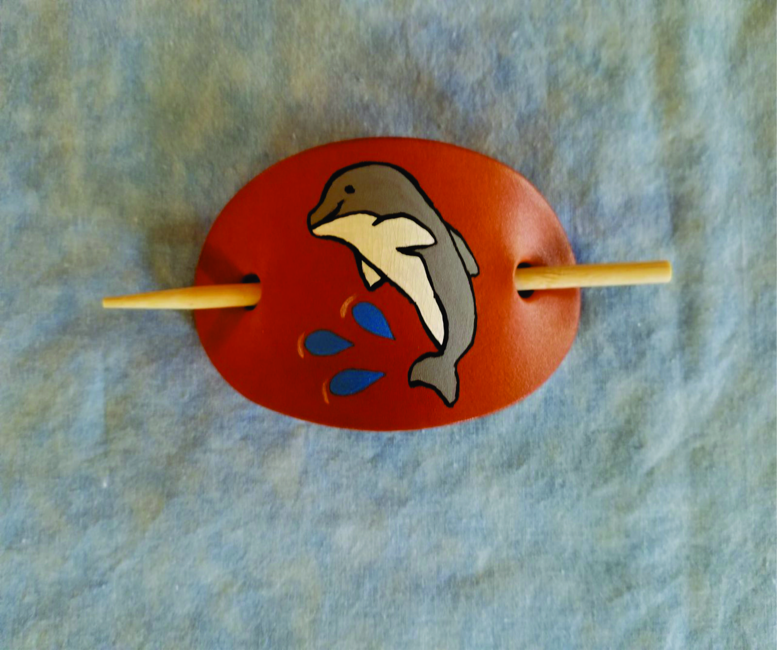 Dolphin Leather Hair Barrettes Dolphin Leather Hair Barrettes