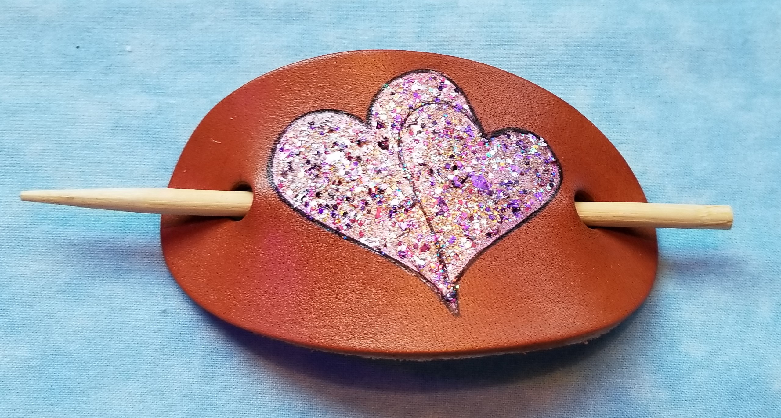 Double Hearts Leather Hair Barrettes Double Hearts Leather Hair Barrettes