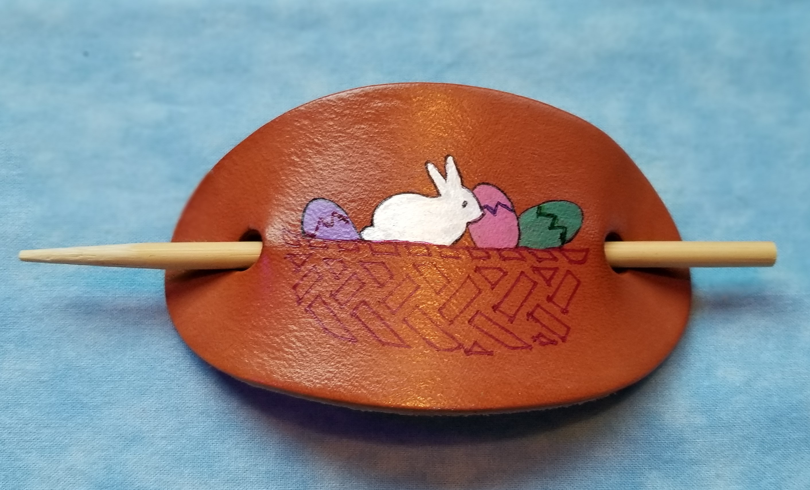 Easter Basket Leather Hair Barrettes Easter Basket Leather Hair Barrettes