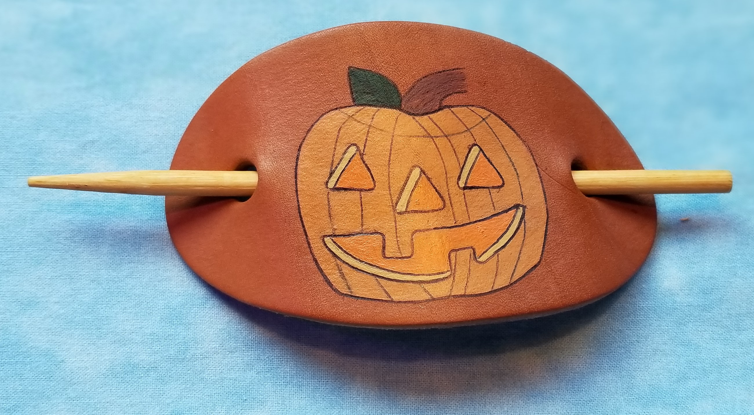 Pumpkin Leather Hair Barrettes Pumpkin Leather Hair Barrettes