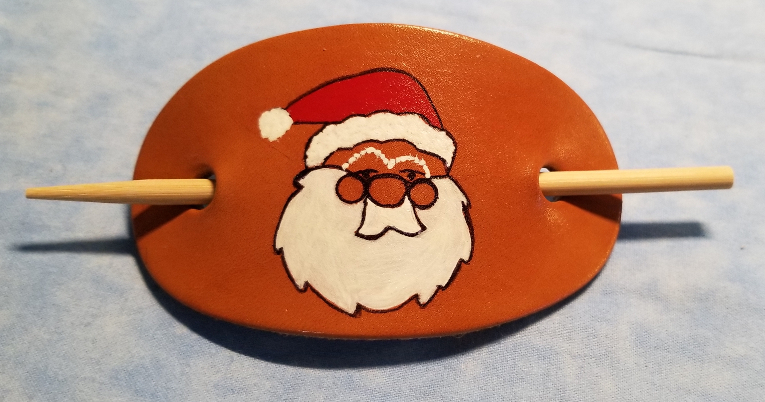 Santa Leather Hair Barrettes Santa Leather Hair Barrettes