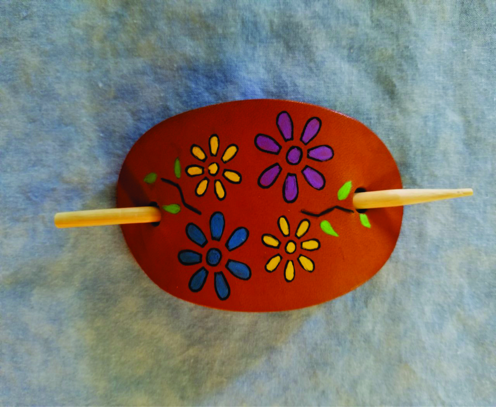 Small Flowers Leather Hair Barrettes Small Flowers Leather Hair Barrettes