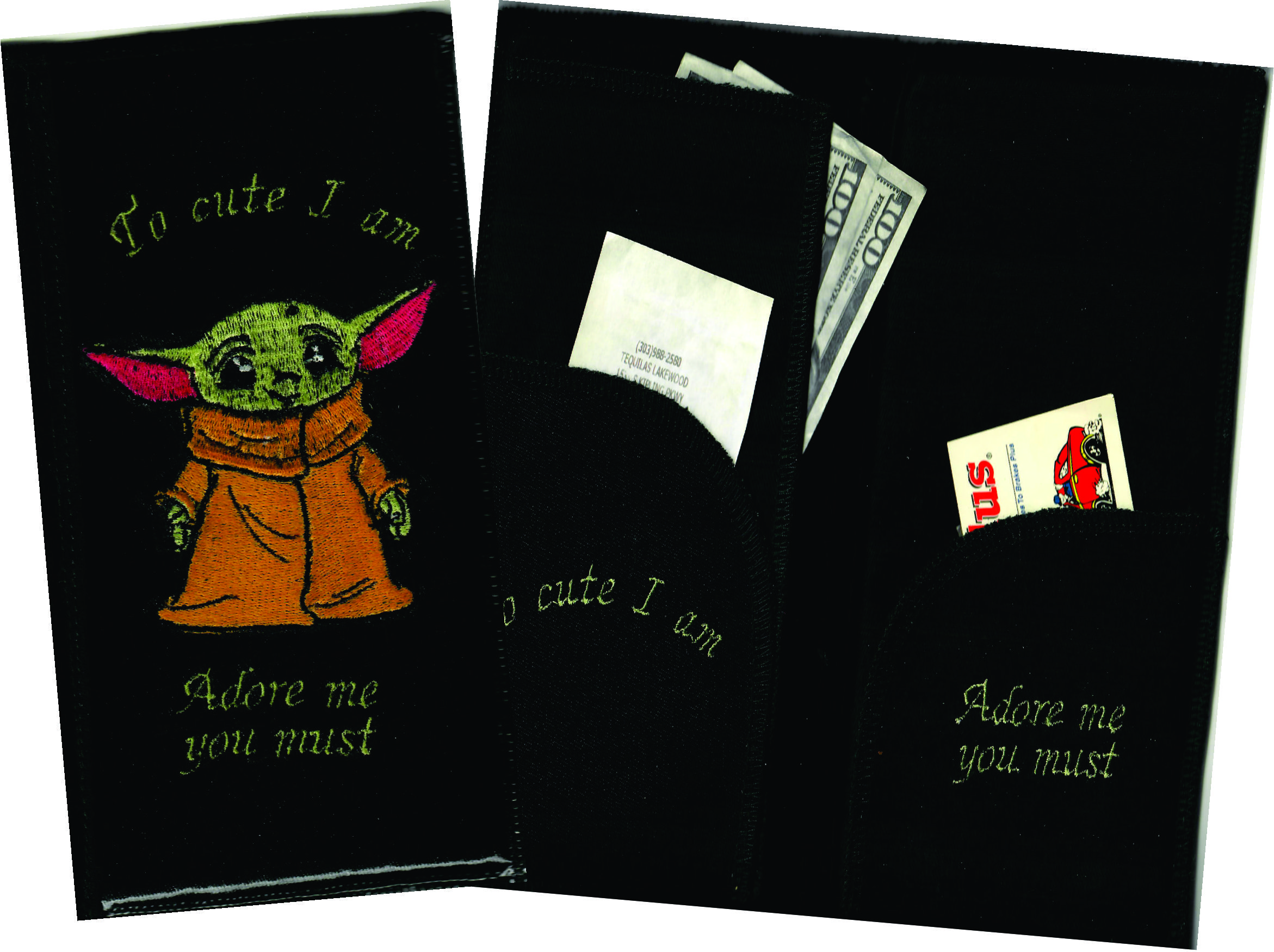 Server Wallet / Book Baby Yoda Embroidery Server Wallet / Book Baby Yoda Embroidery